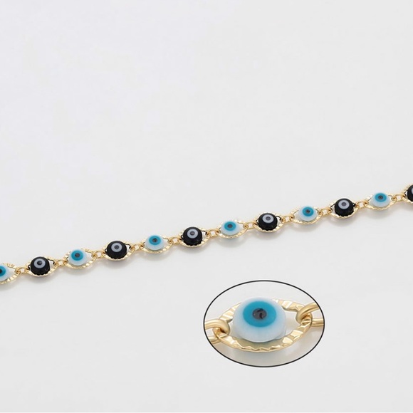 Blue Evil Eye Necklace 14k Gold Plated Chain - Picture 4 of 10